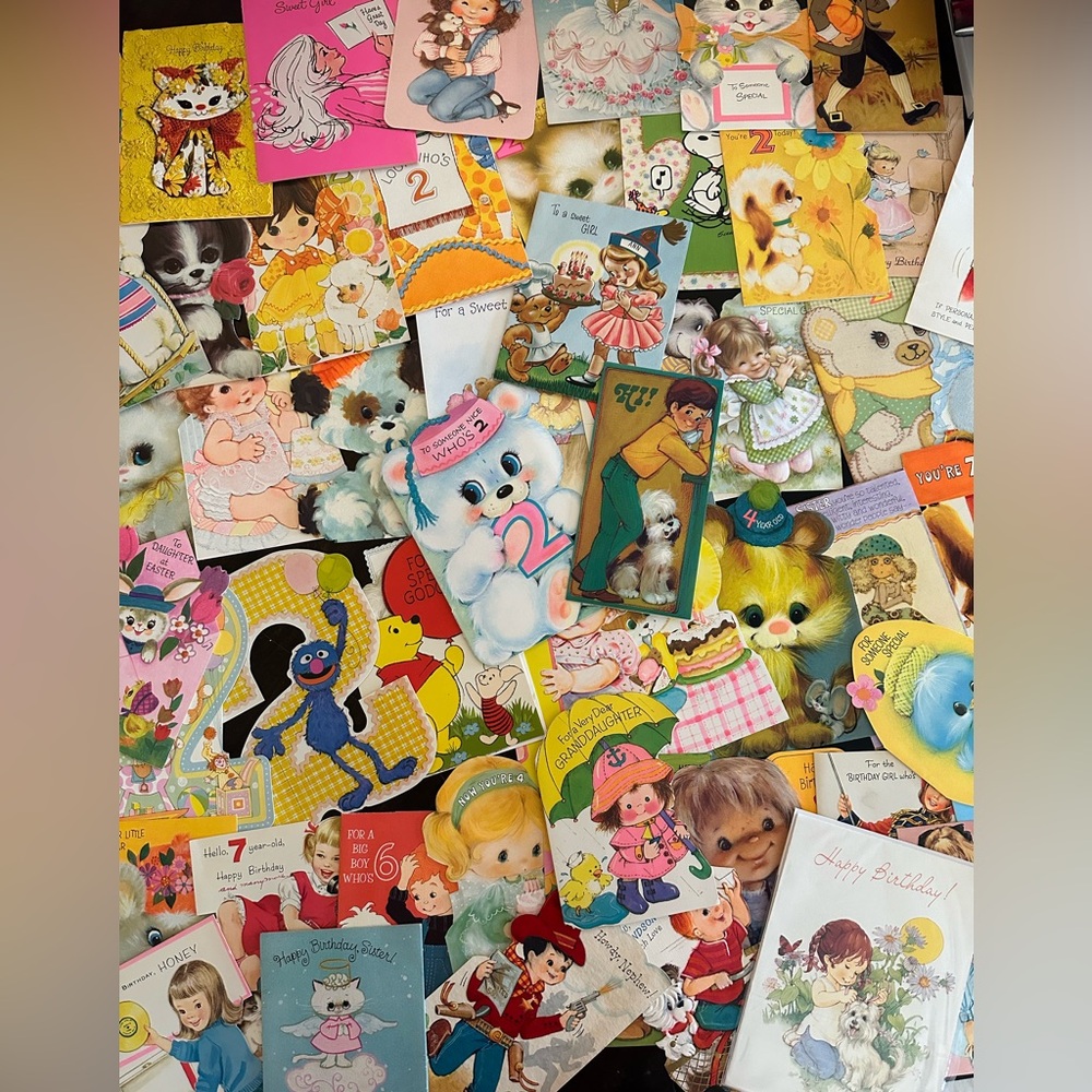Huge lot REALLY CUTE vintage greeting cards 50s, 60s, 70s, 80s, 90s